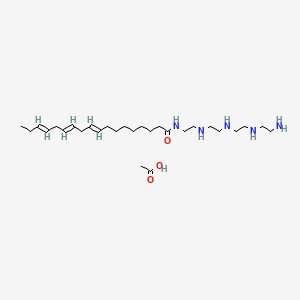 molecular formula C26H51N5O.C2H4O2<br>C28H55N5O3 B12716640 N-(2-((2-((2-((2-Aminoethyl)amino)ethyl)amino)ethyl)amino)ethyl)octadeca-9,12,15-trienamide monoacetate CAS No. 93942-23-5