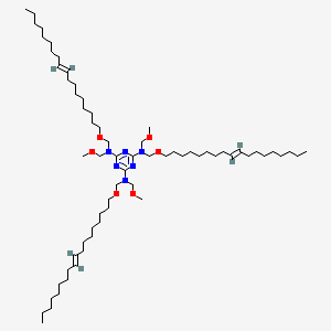 molecular formula C66H126N6O6 B12716686 N,N',N''-Tris(methoxymethyl)-N,N',N''-tris((octadec-9-en-1-yloxy)methyl)-1,3,5-triazine-2,4,6-triamine CAS No. 97862-02-7