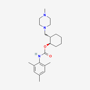 molecular formula C22H35N3O2 B12716692 Carbamic acid, (2,4,6-trimethylphenyl)-, 2-((4-methyl-1-piperazinyl)methyl)cyclohexyl ester, trans- CAS No. 130533-60-7