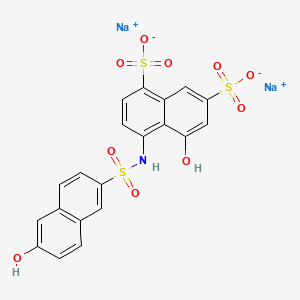 molecular formula C20H13NNa2O10S3 B12716789 5-Hydroxy-4-(((6-hydroxy-2-naphthyl)sulphonyl)amino)naphthalene-1,7-disulphonic acid, sodium salt CAS No. 84000-89-5