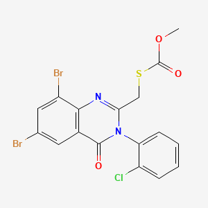 molecular formula C17H11Br2ClN2O3S B12716809 Carbonothioic acid, S-((6,8-dibromo-3-(2-chlorophenyl)-3,4-dihydro-4-oxo-2-quinazolinyl)methyl)-, O-methyl ester CAS No. 108635-39-8