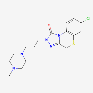 molecular formula C17H22ClN5OS B12716821 1H-s-Triazolo(3,4-c)(1,4)benzothiazin-1-one, 2,4-dihydro-7-chloro-2-(3-(4-methyl-1-piperazinyl)propyl)- CAS No. 110216-32-5