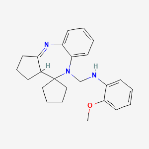 molecular formula C24H29N3O B12716850 Spiro(benzo(b)cyclopenta(e)(1,4)diazepine-10(9H),1'-cyclopentane)-9-methanamine, 1,2,3,10a-tetrahydro-N-(2-methoxyphenyl)- CAS No. 135264-68-5