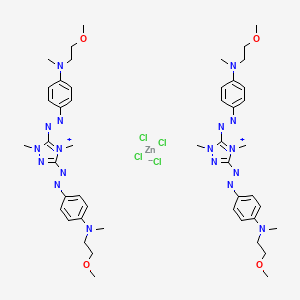 molecular formula C48H68Cl4N18O4Zn B12716858 Bis(3,5-bis((4-((2-methoxyethyl)methylamino)phenyl)azo)-1,4-dimethyl-1H-1,2,4-triazolium) tetrachlorozincate(2-) CAS No. 85392-69-4
