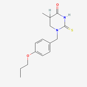 molecular formula C15H20N2O2S B12716871 Tetrahydro-5-methyl-1-((4-propoxyphenyl)methyl)-2-thioxo-4(1H)-pyrimidinone CAS No. 62554-17-0