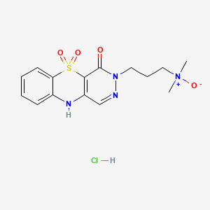molecular formula C15H19ClN4O4S B12716970 N,N-dimethyl-3-(4,5,5-trioxo-10H-pyridazino[4,5-b][1,4]benzothiazin-3-yl)propan-1-amine oxide;hydrochloride CAS No. 157023-80-8