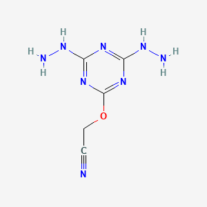molecular formula C5H8N8O B12717069 Acetonitrile, ((4,6-dihydrazino-1,3,5-triazin-2-yl)oxy)- CAS No. 137522-84-0