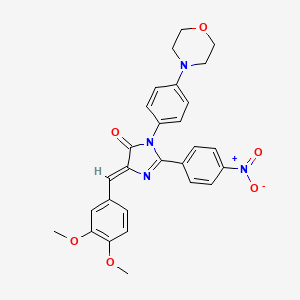 molecular formula C28H26N4O6 B12717145 4H-Imidazol-4-one, 3,5-dihydro-5-((3,4-dimethoxyphenyl)methylene)-3-(4-(4-morpholinyl)phenyl)-2-(4-nitrophenyl)- CAS No. 86818-95-3