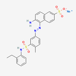 molecular formula C25H23N4NaO5S2 B12717173 Sodium 6-amino-5-((3-(((2-ethylphenyl)amino)sulphonyl)-4-methylphenyl)azo)naphthalene-2-sulphonate CAS No. 97358-57-1