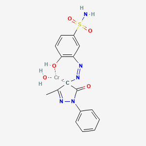 molecular formula C16H16CrN5O5S- B12717257 (3-((4,5-Dihydro-3-methyl-5-oxo-1-phenyl-1H-pyrazol-4-yl)azo)-4-hydroxybenzene-1-sulphonamidato(2-))hydroxychromium CAS No. 85443-56-7