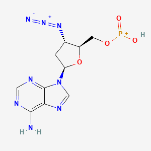 molecular formula C10H12N8O4P+ B12717267 3'-Azido-2',3'-dideoxyadenosine-5'-phosphite CAS No. 124930-60-5