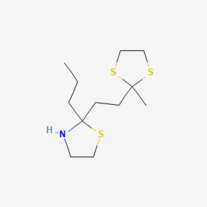 molecular formula C12H23NS3 B12717269 2-(2-(2-Methyl-1,3-dithiolan-2-yl)ethyl)-2-propylthiazolidine CAS No. 156000-13-4