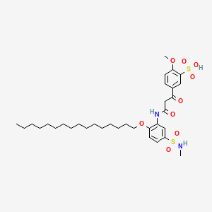 molecular formula C33H50N2O9S2 B12717292 5-(3-((2-(Hexadecyloxy)-5-((methylamino)sulphonyl)phenyl)amino)-1,3-dioxopropyl)-2-methoxybenzenesulphonic acid CAS No. 66096-03-5