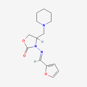 molecular formula C14H19N3O3 B12717361 3-(Furfurylideneamino)-4-(piperidinomethyl)-2-oxazolidone CAS No. 126268-12-0