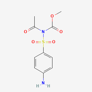 molecular formula C10H12N2O5S B12717403 Carbamic acid, acetyl((4-aminophenyl)sulfonyl)-, methyl ester CAS No. 81865-28-3