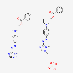 molecular formula C42H50N12O8S B12717496 Bis(3(or5)-((4-((2-(benzoyloxy)ethyl)ethylamino)phenyl)azo)-1,2(or1,4)-dimethyl-1H-1,2,4-triazolium) sulphate CAS No. 84041-85-0