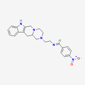 molecular formula C23H25N5O2 B12717503 1-(4-nitrophenyl)-N-[2-(3,6,17-triazatetracyclo[8.7.0.03,8.011,16]heptadeca-1(10),11,13,15-tetraen-6-yl)ethyl]methanimine CAS No. 91119-35-6
