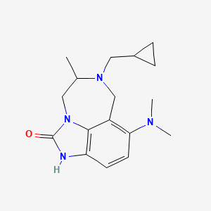 molecular formula C17H24N4O B12717523 Imidazo(4,5,1-jk)(1,4)benzodiazepin-2(1H)-one, 6-(cyclopropylmethyl)-8-(dimethylamino)-4,5,6,7-tetrahydro-5-methyl- CAS No. 257891-49-9