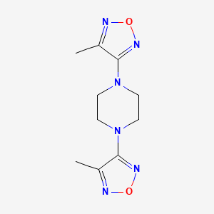 molecular formula C10H14N6O2 B12717528 Piperazine, 1,4-bis(methylfurazanyl)- CAS No. 150012-65-0