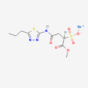 molecular formula C10H14N3NaO6S2 B12717546 Butanoic acid, 4-oxo-4-((5-propyl-1,3,4-thiadiazol-2-yl)amino)-2-sulfo-, 1-methyl ester, monosodium salt CAS No. 95896-18-7