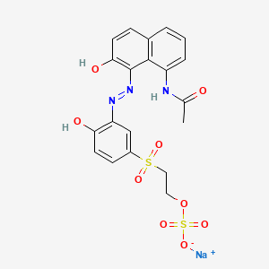 molecular formula C20H18N3NaO9S2 B12717576 Sodium 2-((3-((8-acetamido-2-hydroxy-1-naphthyl)azo)-4-hydroxyphenyl)sulphonyl)ethyl sulphate CAS No. 93904-45-1