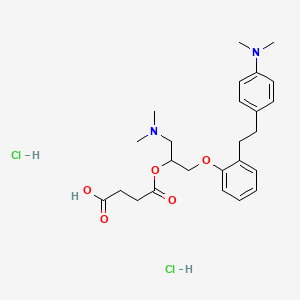 molecular formula C25H36Cl2N2O5 B12717605 Butanedioic acid, mono(2-(dimethylamino)-1-((2-(2-(4-(dimethylamino)phenyl)ethyl)phenoxy)methyl)ethyl) ester, dihydrochloride CAS No. 86819-19-4