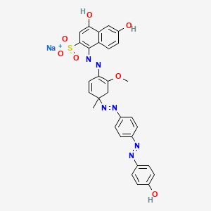 molecular formula C30H25N6NaO7S B12717928 Sodium 4,6-dihydroxy((4-((4-((4-hydroxyphenyl)azo)phenyl)azo)-6-methoxy-p-tolyl)azo)naphthalene-2-sulphonate CAS No. 94248-17-6