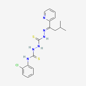 molecular formula C18H21ClN6S2 B12717964 Carbonothioic dihydrazide, N''-(((2-chlorophenyl)amino)thioxomethyl)-N'''-((1E)-3-methyl-1-(2-pyridinyl)butylidene)- CAS No. 127142-27-2