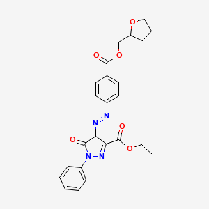 molecular formula C24H24N4O6 B12718058 Ethyl 4,5-dihydro-5-oxo-1-phenyl-4-((4-(((tetrahydro-2-furyl)methoxy)carbonyl)phenyl)azo)-1H-pyrazole-3-carboxylate CAS No. 79044-55-6