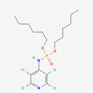 molecular formula C17H27Cl4N2O3P B12718066 Phosphoramidic acid, (2,3,5,6-tetrachloro-4-pyridinyl)-, dihexyl ester CAS No. 55733-25-0