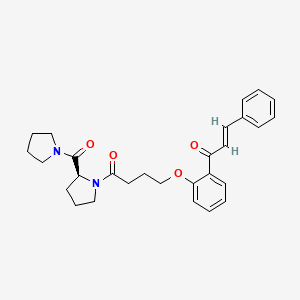 molecular formula C28H32N2O4 B12718149 Pyrrolidine, 1-(1-oxo-4-(2-(1-oxo-3-phenyl-2-propenyl)phenoxy)butyl)-2-(1-pyrrolidinylcarbonyl)-, (S-(E))- CAS No. 112604-06-5
