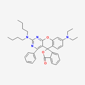 molecular formula C36H40N4O3 B12718171 2-(Dibutylamino)-8-(diethylamino)-4-phenylspiro(5H-(1)benzopyrano(2,3-d)pyrimidine-5,1'(3'H)-isobenzofuran)-3'-one CAS No. 60875-24-3