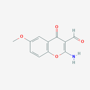 B1271834 2-amino-6-methoxy-4-oxo-4H-chromene-3-carbaldehyde CAS No. 68301-78-0