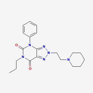 molecular formula C20H26N6O2 B12718418 2H-1,2,3-Triazolo(4,5-d)pyrimidine-5,7(4H,6H)-dione, 4-phenyl-2-(2-(1-piperidinyl)ethyl)-6-propyl- CAS No. 117740-67-7