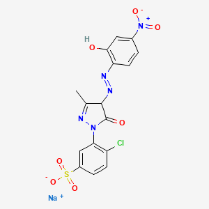 molecular formula C16H11ClN5NaO7S B12718486 Sodium 4-chloro-3-(4,5-dihydro-4-((2-hydroxy-4-nitrophenyl)azo)-3-methyl-5-oxo-1H-pyrazol-1-yl)benzenesulphonate CAS No. 94109-02-1