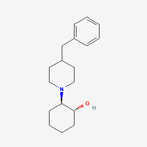 molecular formula C18H27NO B12718518 Cyclohexanol, 2-(4-(phenylmethyl)-1-piperidinyl)-, trans-(+-)- CAS No. 120446-83-5