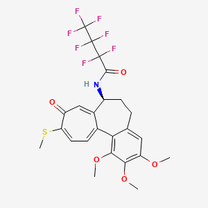 molecular formula C24H22F7NO5S B12718564 Butanamide, 2,2,3,3,4,4,4-heptafluoro-N-(5,6,7,9-tetrahydro-1,2,3-trimethoxy-10-(methylthio)-9-oxobenzo(a)heptalen-7-yl)-, (S)- CAS No. 187086-15-3