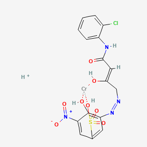 molecular formula C16H14ClCrN4O8S+ B12718604 Hydrogen (3-((1-((2-chloroanilino)carbonyl)-2-oxopropyl)azo)-4-hydroxy-5-nitrobenzene-1-sulphonato(3-))chromate(1-) CAS No. 85896-36-2