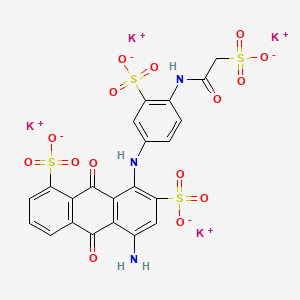 molecular formula C22H13K4N3O15S4 B12718641 Tetrapotassium 5-amino-9,10-dihydro-9,10-dioxo-8-((3-sulphonato-4-((sulphonatoacetyl)amino)phenyl)amino)anthracene-1,7-disulphonate CAS No. 84696-92-4