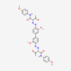 molecular formula C36H36N6O8 B12718655 2,2'-((3,3'-Dimethoxy(1,1'-biphenyl)-4,4'-diyl)bis(azo))bis(N-(4-methoxyphenyl)-3-oxobutyramide) CAS No. 85030-59-7
