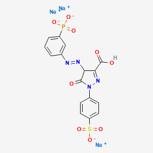 molecular formula C16H10N4Na3O9PS B12718700 Trisodium hydrogen 4,5-dihydro-5-oxo-4-((3-phosphonatophenyl)azo)-1-(4-sulphonatophenyl)-1H-pyrazole-3-carboxylate CAS No. 84051-92-3
