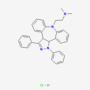 molecular formula C31H31ClN4 B12718716 Dibenzo(b,f)pyrazolo(3,4-d)azepine-8(1H)-ethanamine, 3a,12b-dihydro-N,N-dimethyl-1,3-diphenyl-, monohydrochloride CAS No. 85008-82-8