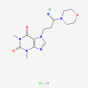 molecular formula C14H21ClN6O3 B12718746 Morpholine, 4-(1-imino-3-(1,2,3,6-tetrahydro-1,3-dimethyl-2,6-dioxo-7H-purin-7-yl)propyl)-, hydrochloride, hydrate CAS No. 126480-55-5