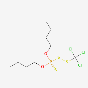 molecular formula C9H18Cl3O2PS3 B12718821 Phosphoro(dithioperoxo)thioic acid, O,O-dibutyl SS-(trichloromethyl) ester CAS No. 72121-82-5