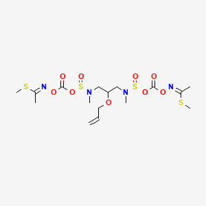 molecular formula C16H28N4O9S4 B12718889 Ethanimidothioic acid, N,N'-((2-(2-propenyloxy)-1,3-propanediyl)bis(oxysulfinyl(methylimino)carbonyloxy))bis-, dimethyl ester CAS No. 81861-96-3