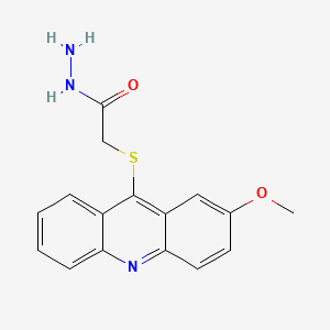 molecular formula C16H15N3O2S B12718912 Acetic acid, ((2-methoxy-9-acridinyl)thio)-, hydrazide CAS No. 126379-86-0