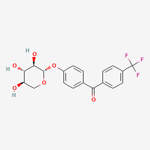 molecular formula C19H17F3O6 B12718917 Methanone, (4-(trifluoromethyl)phenyl)(4-(beta-D-xylopyranosyloxy)phenyl)- CAS No. 83354-78-3