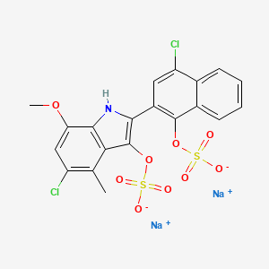 molecular formula C20H13Cl2NNa2O9S2 B12718936 Disodium 5-chloro-2-(4-chloro-1-(sulphonatooxy)-2-naphthyl)-7-methoxy-4-methyl-1H-indol-3-yl sulphate CAS No. 4086-05-9