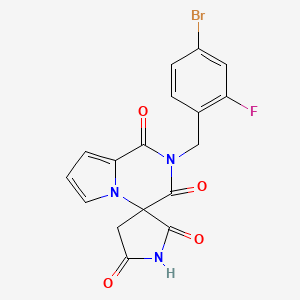 molecular formula C17H11BrFN3O4 B12718954 Spiro(pyrrolidine-3,4'(1'H)-pyrrolo(1,2-a)pyrazine)-1',2,3',5(2'H)-tetrone, 2'-((4-bromo-2-fluorophenyl)methyl)- CAS No. 147193-59-7