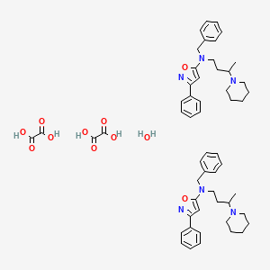 molecular formula C54H68N6O11 B12719058 N-benzyl-3-phenyl-N-(3-piperidin-1-ylbutyl)-1,2-oxazol-5-amine;oxalic acid;hydrate CAS No. 103785-35-9